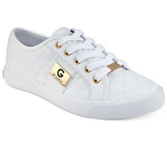 GUESS White and Gold Running Shoes Size 8 - Picture 1 of 6